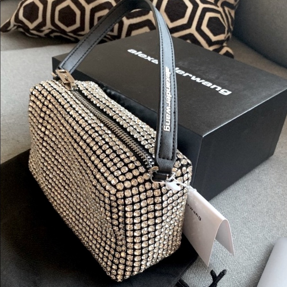 Alexander Wang heiress medium pouch in rhinestone mesh